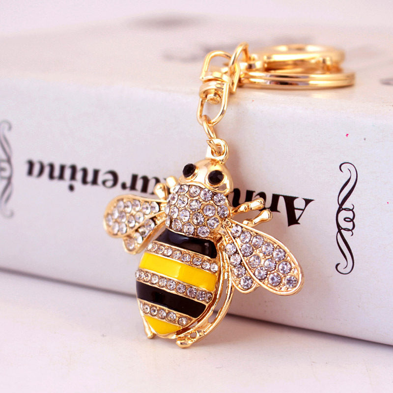 Wholesale Creative Crystal Diamond Bee Keychain